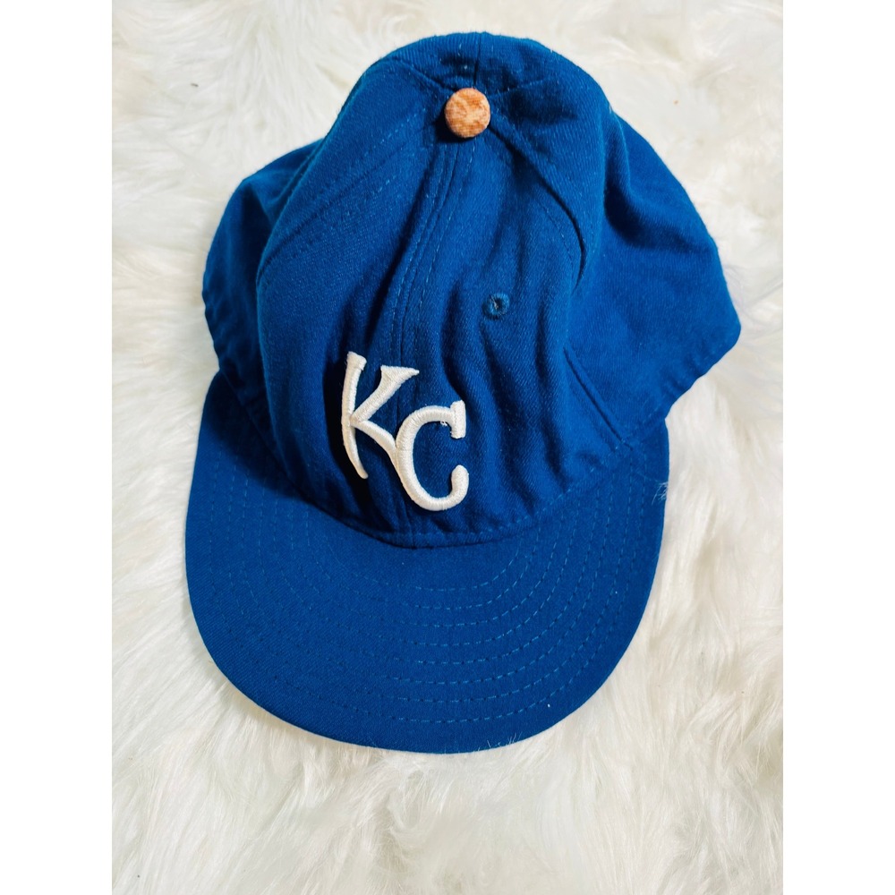 VINTAGE New Era FIFTY KC Royals Hat Mens 7 5/8 Blue Authentic Collection MLB Cap